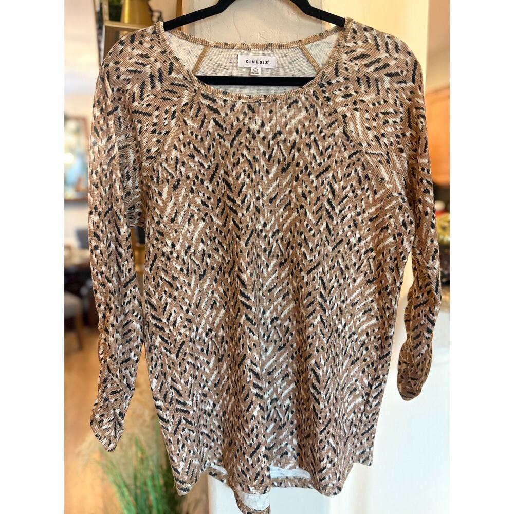 Kinesis Women's Neutral Abstract Blouse Size M 6-10